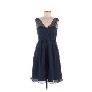 Anthropologie Quillaree Blue Cocktail Dress Sz 4 Navy Wedding Party Designer Lux